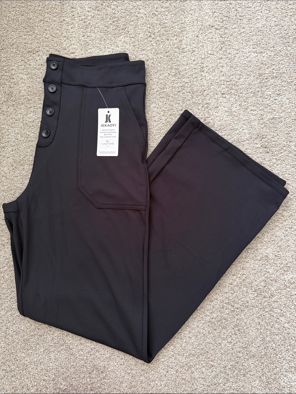 NWT JEKAOYI Womens Casual High Waist Straight Leg Pants Stretchy Button Business